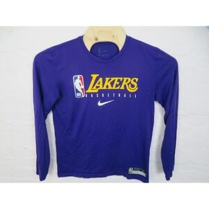 Los Angeles Lakers Shirt Mens Medium Purple Nike Dri Fit Long Sleeve Basketball